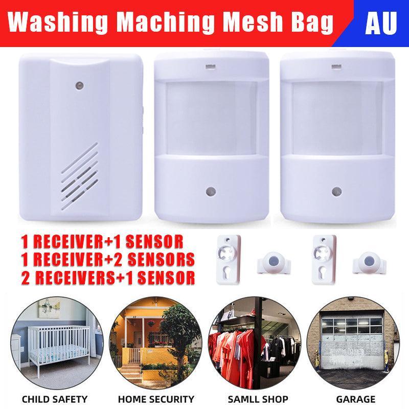 V528-9360312139623-202510010227-00 Restaurant Shop Door Entry Wireless Pir Motion Sensor Door Chime Door Bell Alarm - 2 Receivers+1 Sensor - Image 1