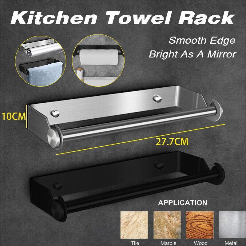 V528-9360312160207-202510010727-00 Paper Towel Holder Under Cabinet Wall Mount Stainless Steel Rack Kitchen - Silver - Image 1