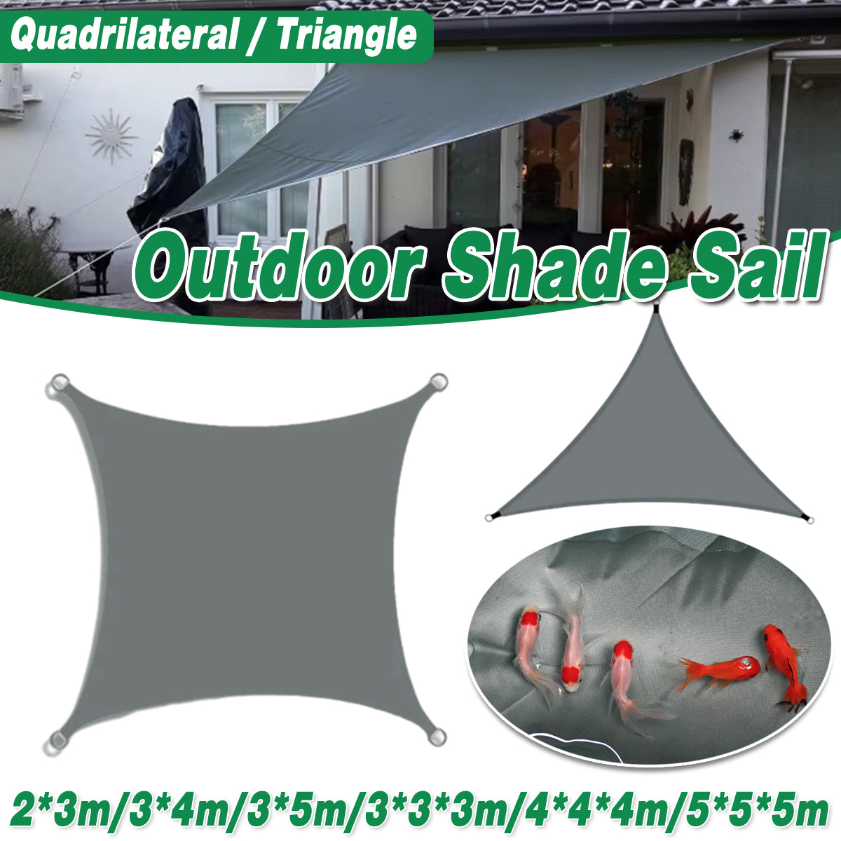 V528-AWNING-TENT-GREY-3-5M-682950-202510011009-00 Waterproof Outdoor Shade Sail Garden Sun Canopy UV Protection Patio Awning Cloth - 3x5m Quadrilateral - Image 1