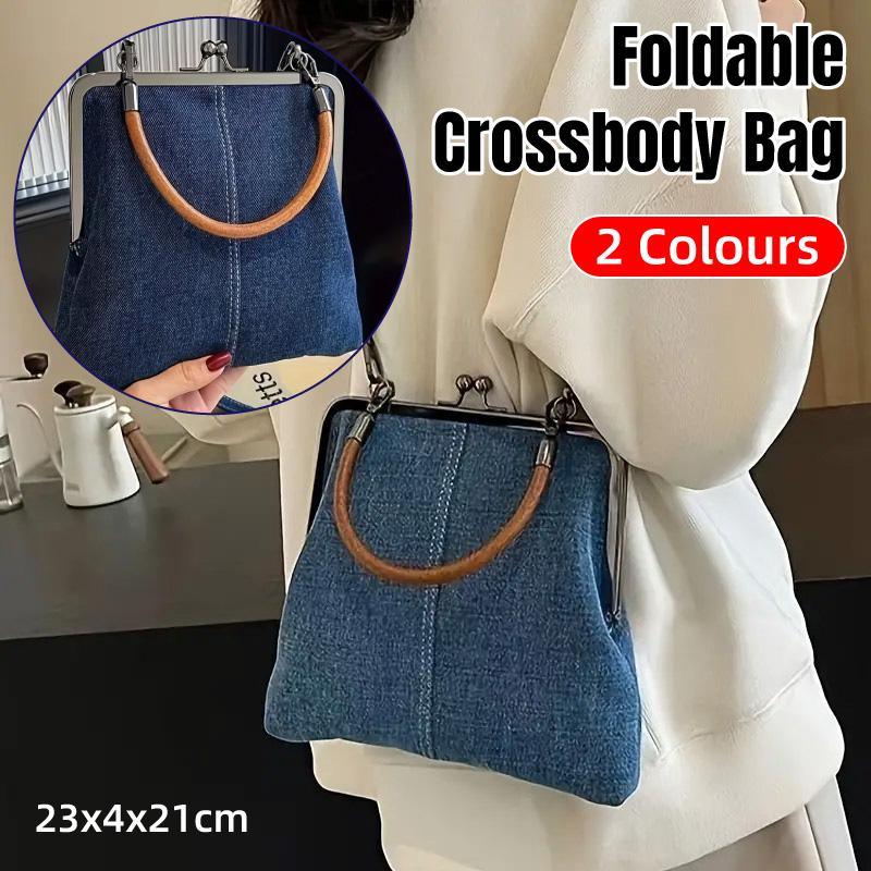 V528-BAG-DARK-BLUE-276871-202510010709-00 Small Handbag Women Tote Bag Cowboy Splicing Crossbody Shoulder Satchel Bag - Dark Blue - Image 1