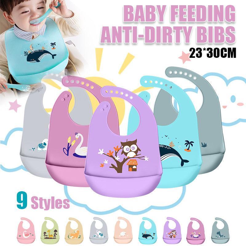 V528-BIB-THEEP-919628-202509251520-00 Silicone Waterproof Feeding Bib Apron with Pouch Easy to Clean Smock for Mealtime Use - Sheep - Image 1