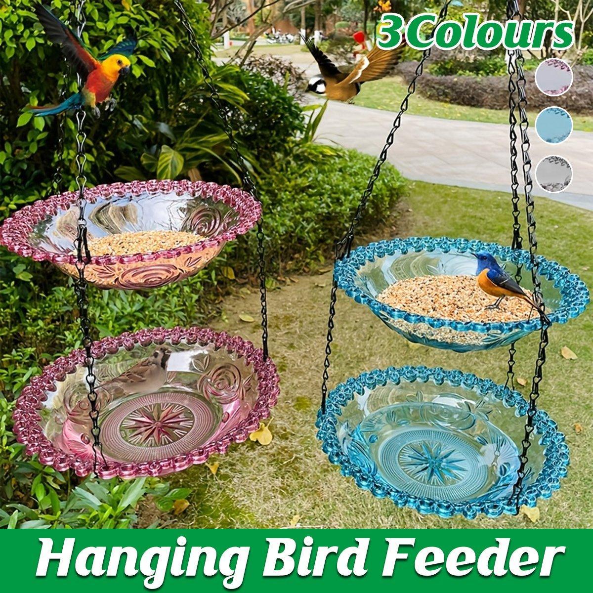 V528-BIRD-FEEDER-2-PURPLE-414024-202509190936-00 Outdoor Hanging Bird Feeder Bath Garden Patio Decoration for Attracting Birds - Purple - Image 1