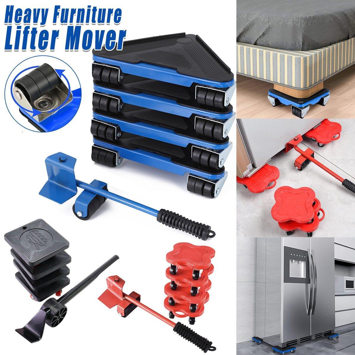 V528-BJSQ-BLACK-371286-202509301809-00 Heavy Duty Moving Tool Set Easy Move Five Piece Furniture Lifter Kit for Home - Black - Image 1
