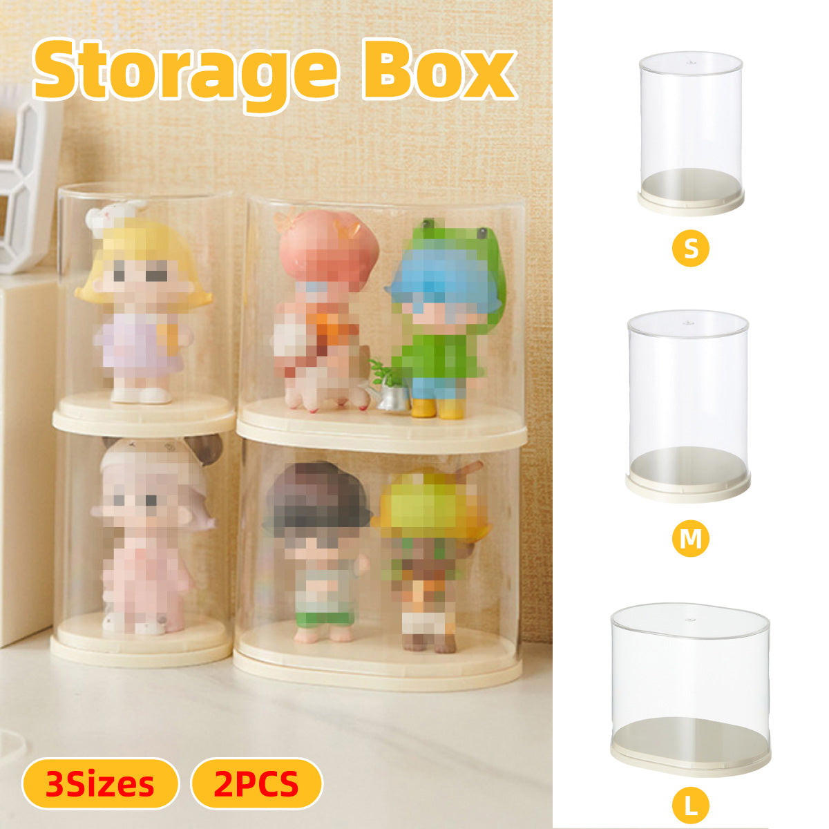 V528-BOX-2PCS-SMALL-809655-202509301218-00 2pcs Clear Acrylic Display Case Transparent Box for Collectibles Dolls Figures - S - Image 1