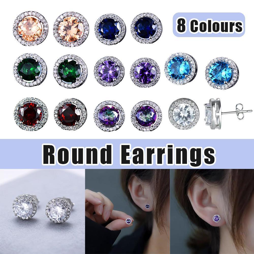 V528-C-WH-GREEN-431670-202509301236-00 Female Round Zircon Stud Earrings Full Diamond Boucle Big Hollow Cubic Gift - Green - Image 1