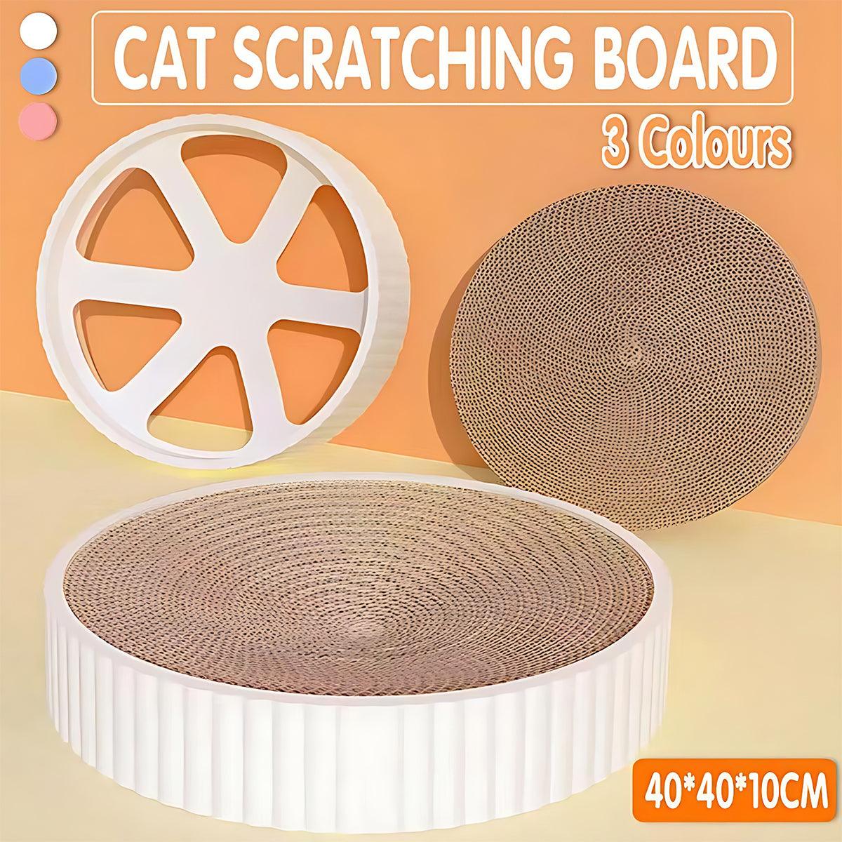 V528-CATSCRATCHINGBOARD-BLUE-22945-202510010909-00 2In1 Cat Scratching Board Round Cat Scratcher Pad Lounge Bed Bowl Pet Sofa House - Blue - Image 1