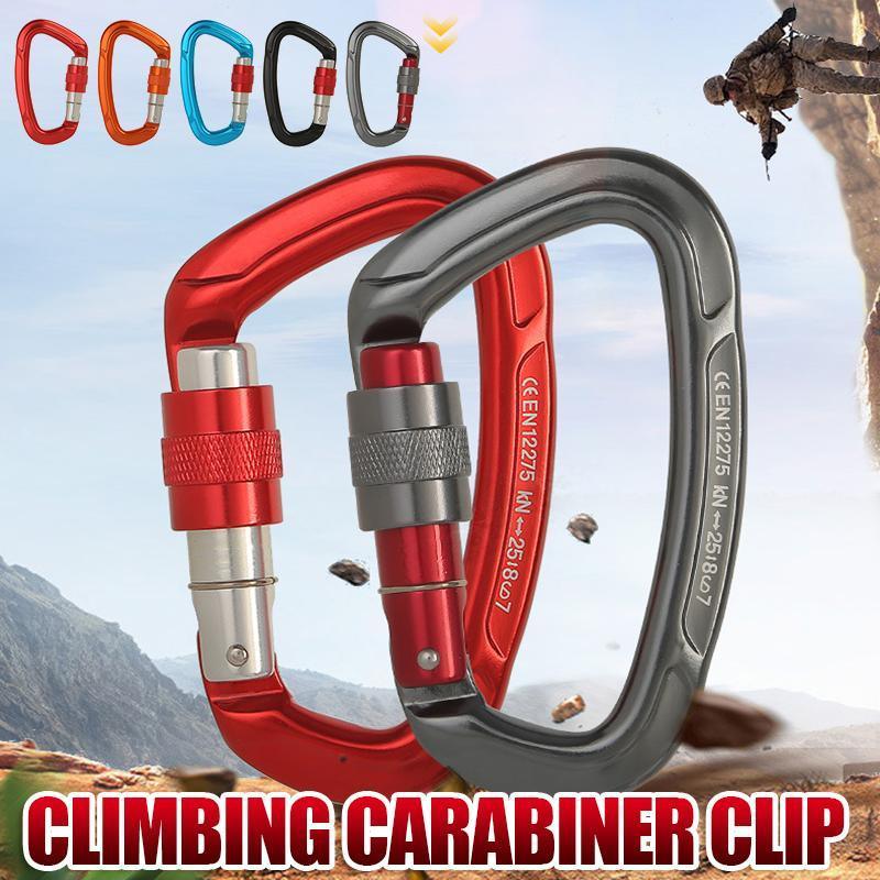 V528-CLIMBINGDRINGBUCKLE-ORANGE265565-202509302027-00 25KN Screwgate Locking Rock Climbing Carabiner Clip Aluminum D Ring Hook Buckle - Orange - Image 1