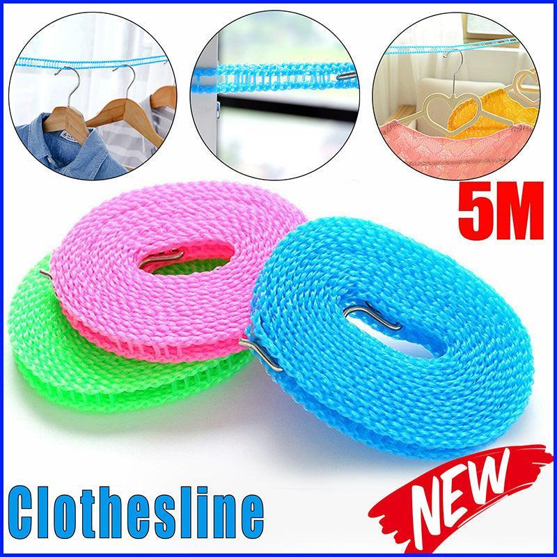 V528-CLOTHESLINE-PINK-5M-40356-202509251446-00 Portable 5M Travel Clothes Line Washing Rope Non Slip Airer Laundry Clothesline - Pink - Image 1