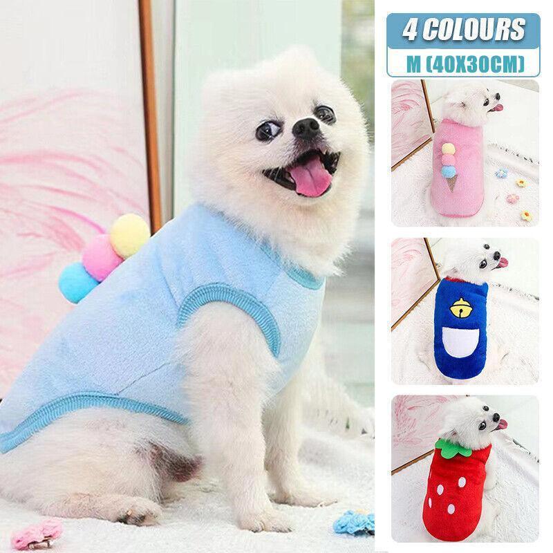 V528-CLOTHING-PINKICECREAM-M-46516-202510010836-00 M Size Warm Winter Dog Clothes Soft Fleece Dog Jacket Pet Coat Sweater Puppy Cat Jumper - Pink Ice Cream - Image 1