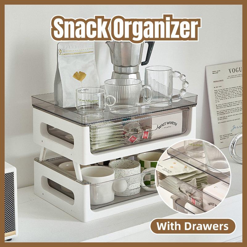 V528-COFFEE-STAND-583765-202509251020-00 Drawer Desktop Storage Organizer Two Tier Shelf Home Office Desk Organizer Unit - Image 1