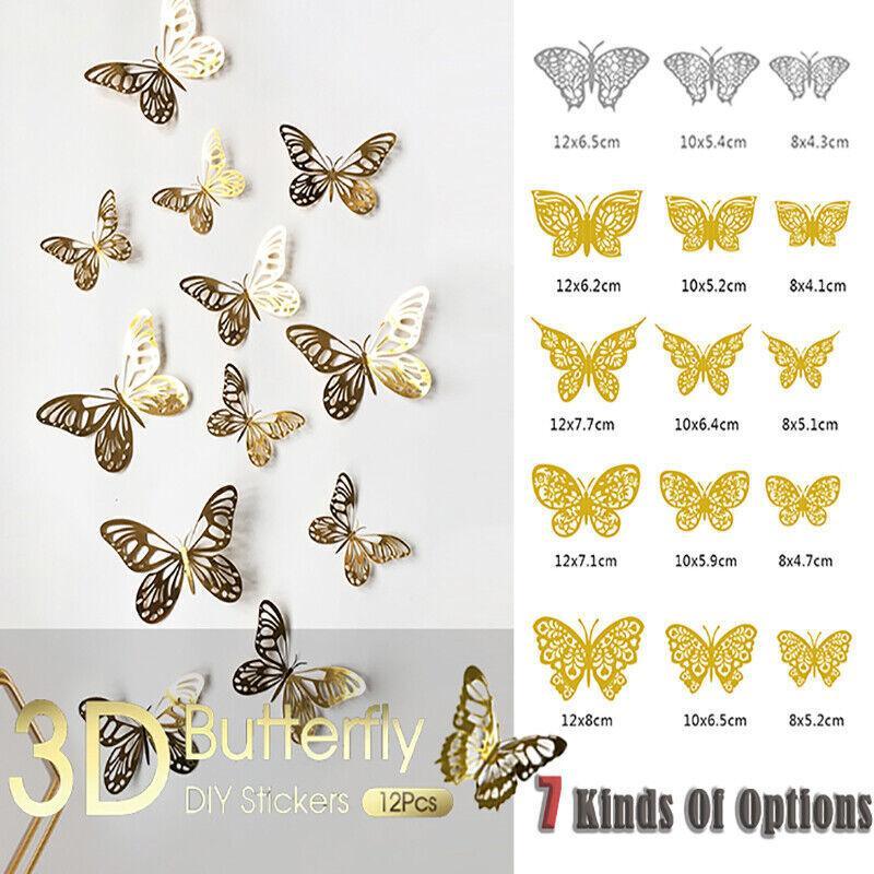 V528-COLOUR-760558979-202510011000-00 12X 3D Butterfly Wall Decals Stickers Removable Kids Nursery Decoration - 7605 - Image 1