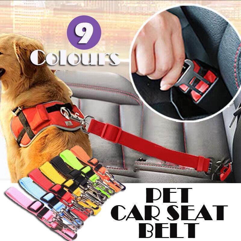 V528-COLOUR-PURPLE86243-202510010100-00 Adjustable Pet Harness Lead for Car Travel with Clip Attachment Nylon Restraint Strap - Purple - Image 1