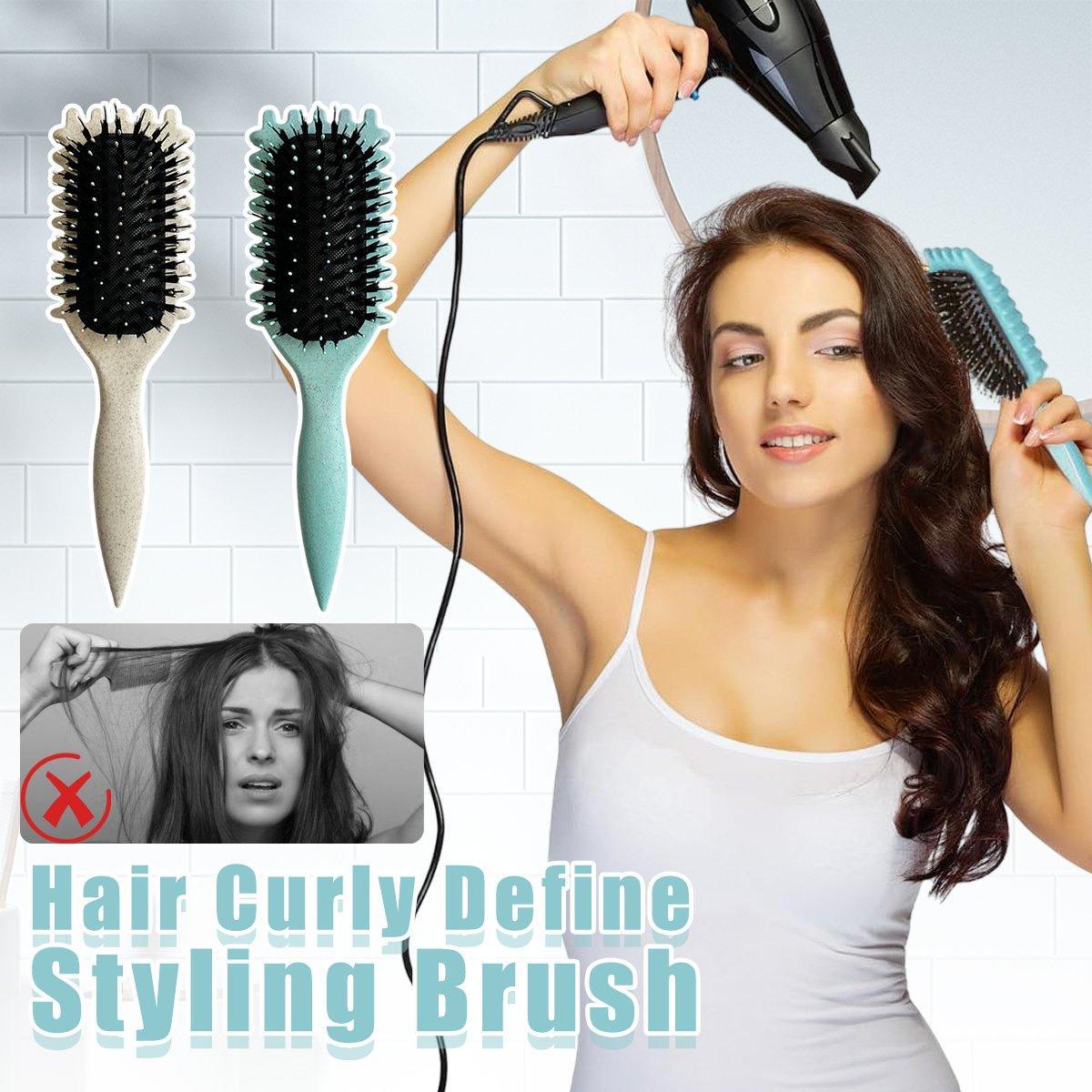 V528-COMB-GREEN-640078-202509301727-00 Upgraded Hair Styling Brush for Defined Curls with Ergonomic Handle Bounce Curl - Green - Image 1
