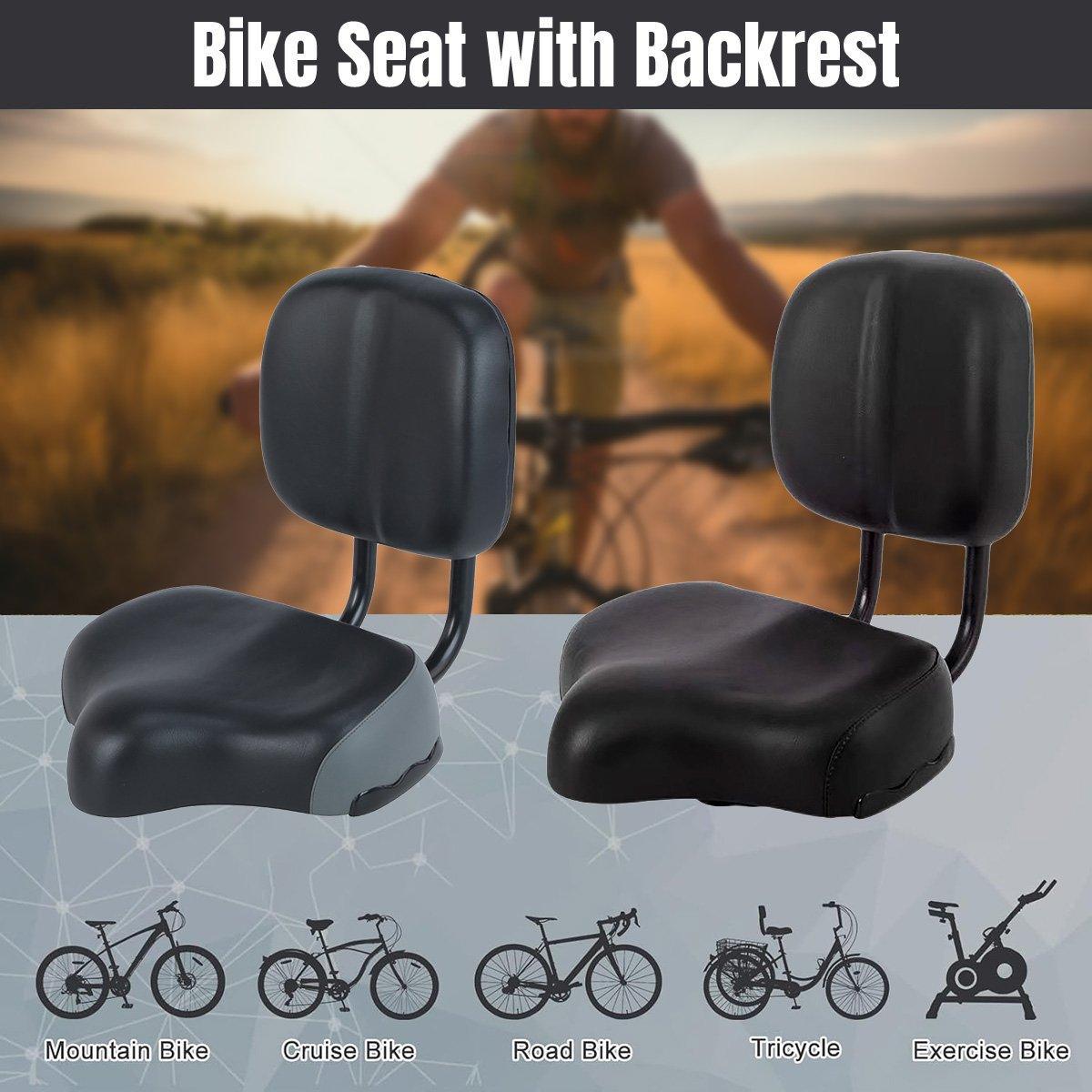V528-CUSHION-BLACK-711504-202510011036-00 Electric Bicycle Tricycle Seat With Backrest Adjustable Comfortable Bike Seat - Black - Image 1