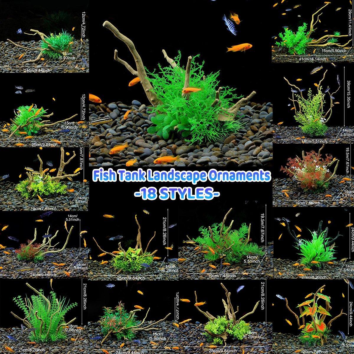 V528-DEADWOOD-CM1904-246073-202509301145-00 Aquarium Landscaping Decoration Artificial Wood and Plants Fish Tank Ornament - CM1904-Green - Image 1