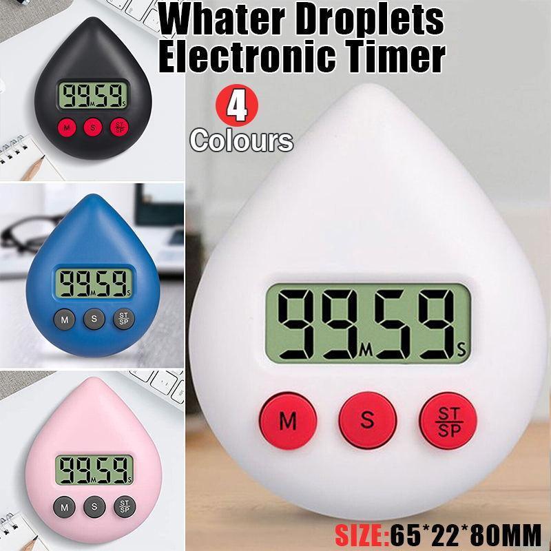 V528-DIGITALTIMER-PINK-780520-202509301700-00 Water Drop Digital Timer Kitchen Study Alarm Countdown Electronic Clock 4 Colours - Pink - Image 1