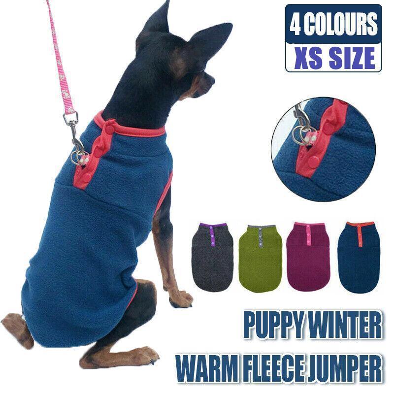 V528-DOGCLOTHING-BLUE-S-95827-202510011145-00 XS Pet Dog Puppy Winter Warm Fleece Jumper Vest Coat Jacket Apparel Clothes - Blue - Image 1
