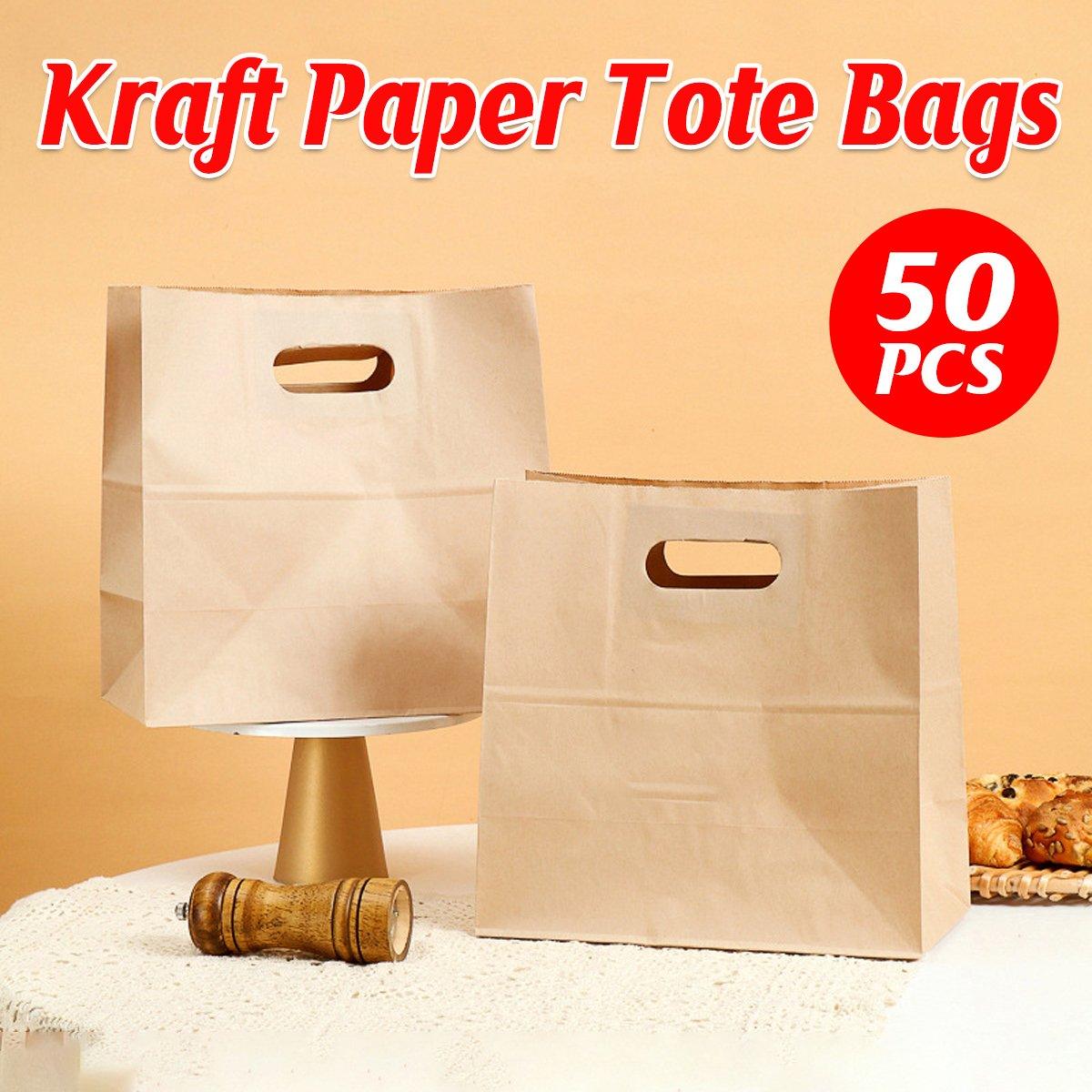 V528-DOGGY-BAG-50PCS-216647-202509251121-00 50PCS Scooped Kraft Paper Tote Bags Gift Bags for Party Wedding Packaging - Image 1