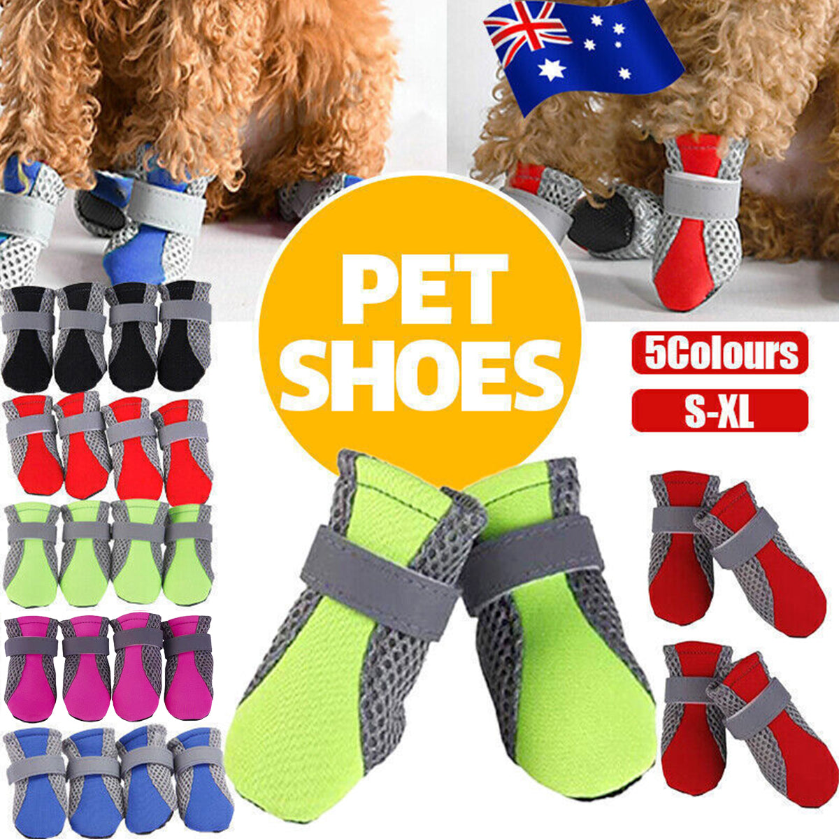 V528-DOGSHOE-GREEN-L-46966-202510011018-00 4Pcs XL Size Anti Slip Waterproof Protective Dog Shoes Rain Boots Pet Socks Booties - Green - Image 1
