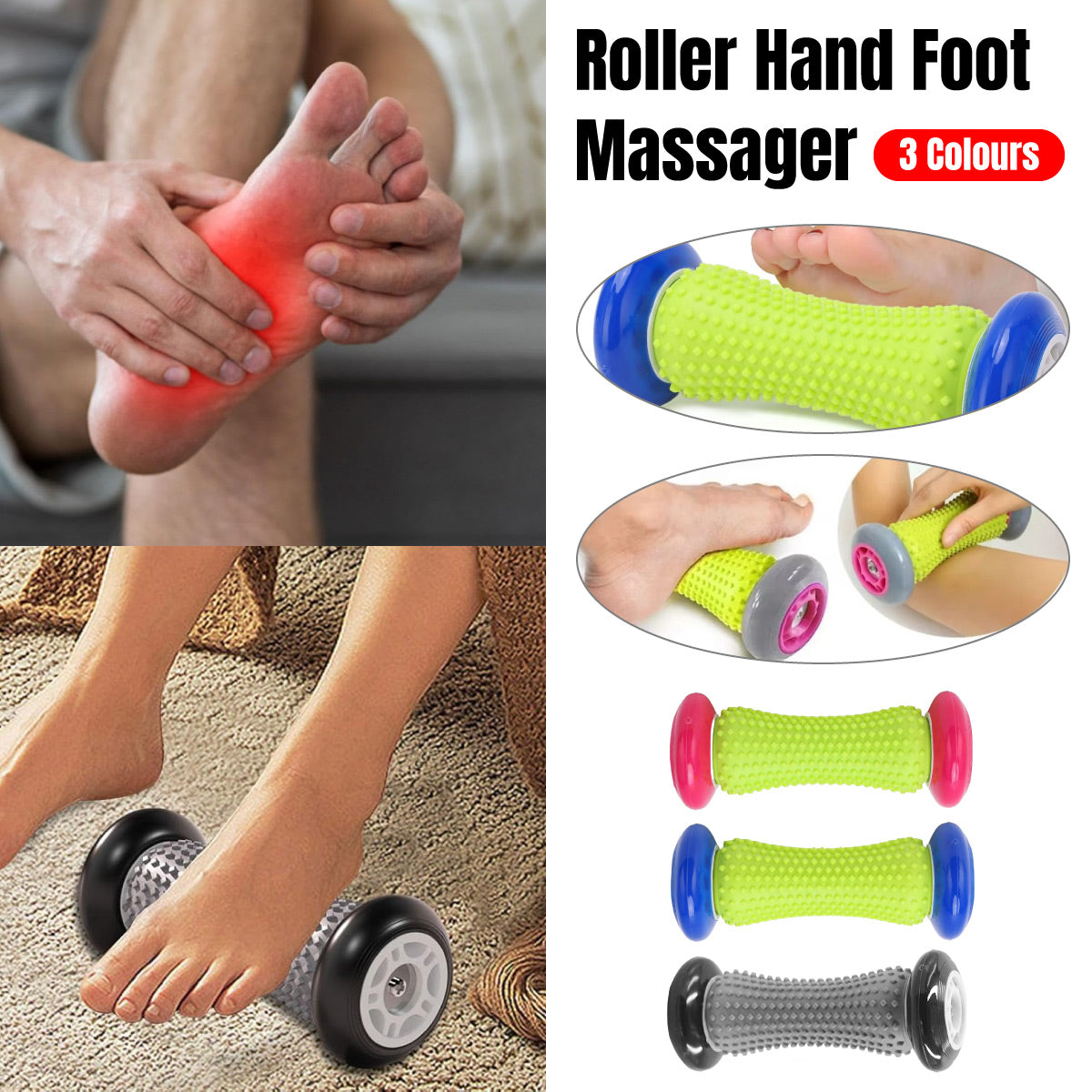 V528-FEET-BLACK-272949-202510010718-00 Foot Massage Roller Muscle Relaxation Arch Care Yoga Fitness Tool - Black - Image 1
