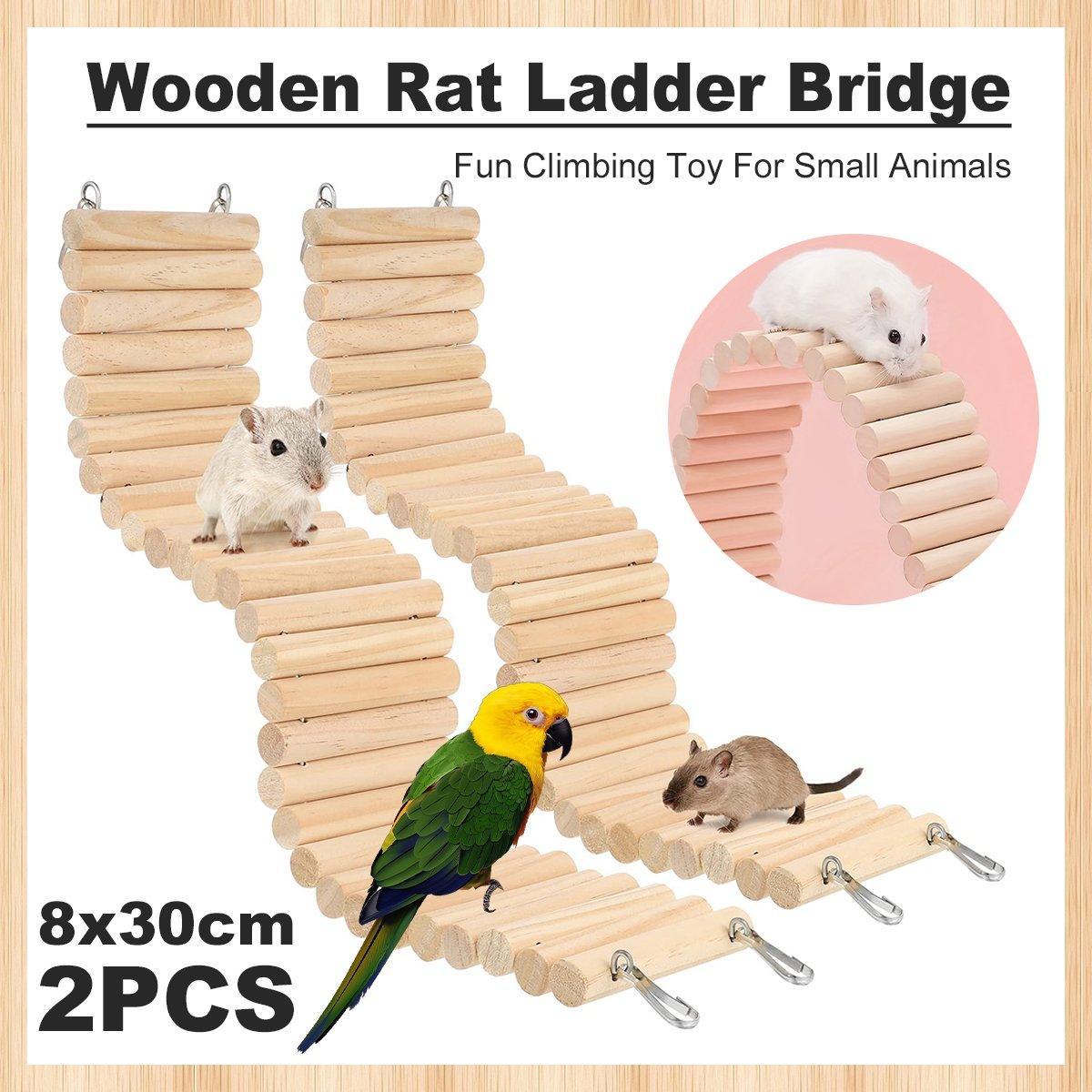 V528-FENCE-8X30CM-2PCS-750700-202509251310-00 Wooden Hamster Toy Furniture Small Fence Climbing Stairs Arch Bridge for Pets - Image 1