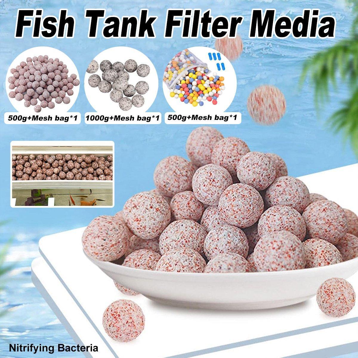 V528-FILTER-SHQ-500G-272202-202510010927-00 Quartz Ball Ceramic Bio Ball Filter Media Biological Ring for Aquarium Fish Tank - Pink-500g - Image 1