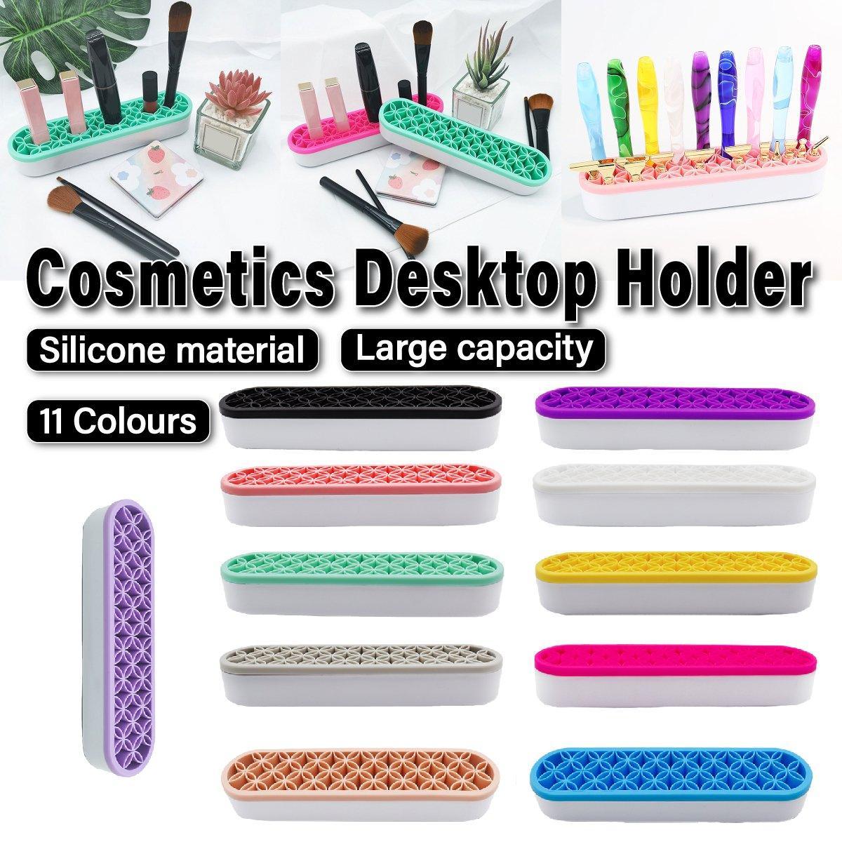 V528-FIXED-FRAME-LIGHT-GREY-160021-202509301800-00 Silicone Makeup Organizer Cosmetic Storage Box Lipstick Brush Holder Desktop Box - Light Grey - Image 1