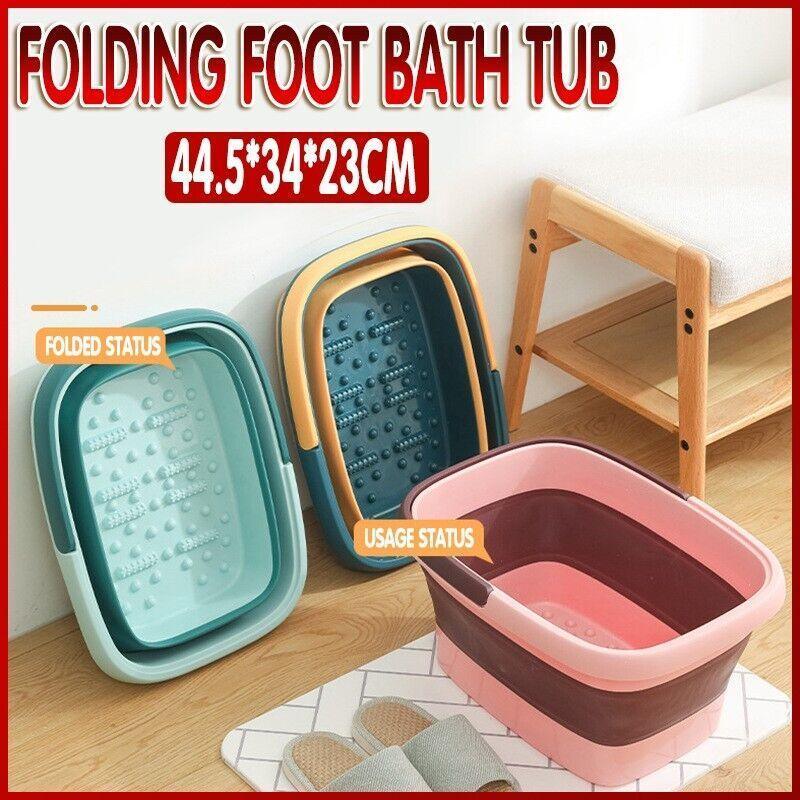 V528-FOOTBATH-BLUE-98425-202510010900-00 Folding Foot Spa Pedicure Bath Massage Tub Bucket Feet Basin Therapy Luxury - Blue - Image 1