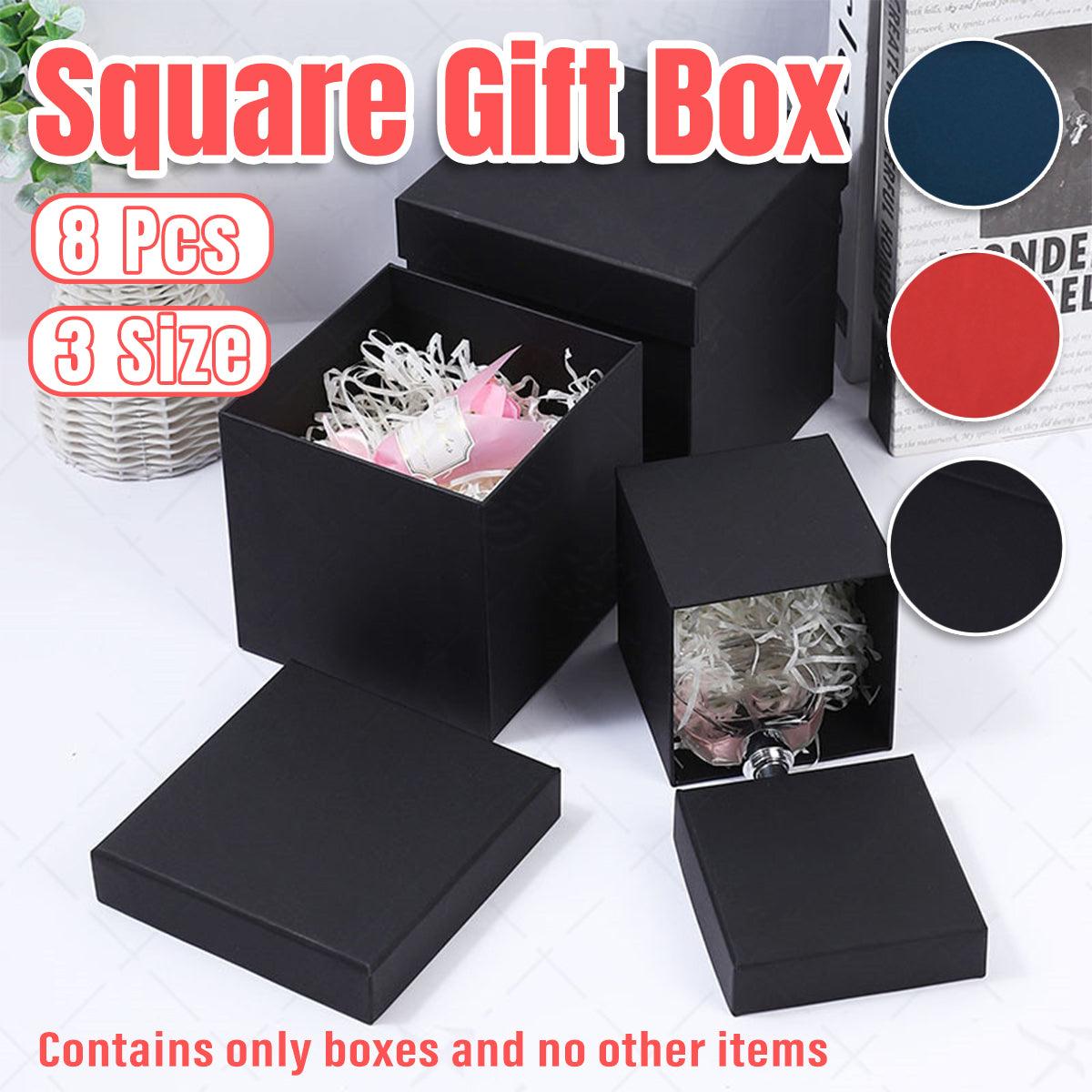 V528-GIFTBOX-8PCS-BLACK-12-100304-202509301927-00 Square Gift Boxes 8pcs Empty Packaging Boxes for Favour Party Wedding Storage - Black-12x12cm - Image 1