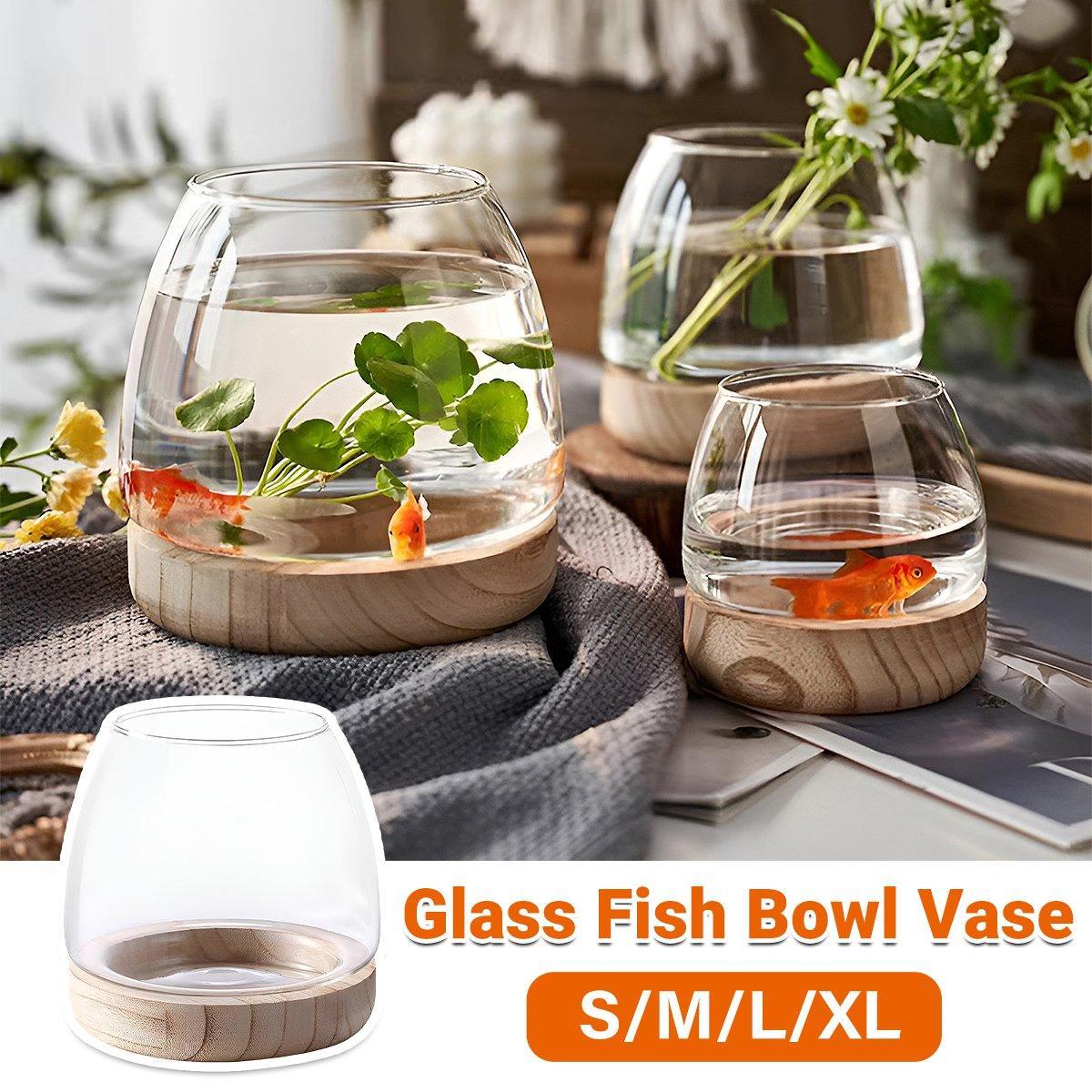 V528-GLASS-AQUARIUM-S-317243-202510010500-00 Japanese Style Small Glass Vases Fish Tank for Elegant Home Decor - S - Image 1