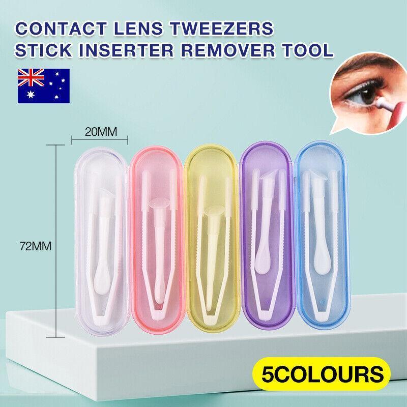 V528-GLASSESCASELENGTH-YELLOW-39056-202510010654-00 Contact Lens Tweezers Stick Inserter Remover Tool Kit Tip Storage Case Box Set - Yellow - Image 1