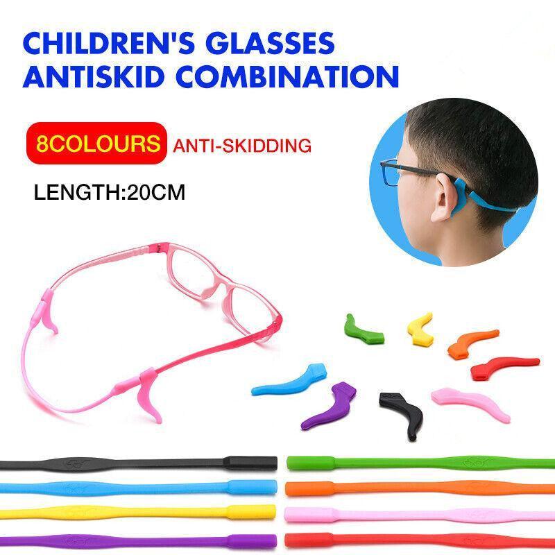 V528-GLASSESROPESET-YELLOW-68365-202509301900-00 Silicone Glasses Strap and Ear Grip Set Eyeglasses Holder Cord with Hooks 20cm - Yellow - Image 1