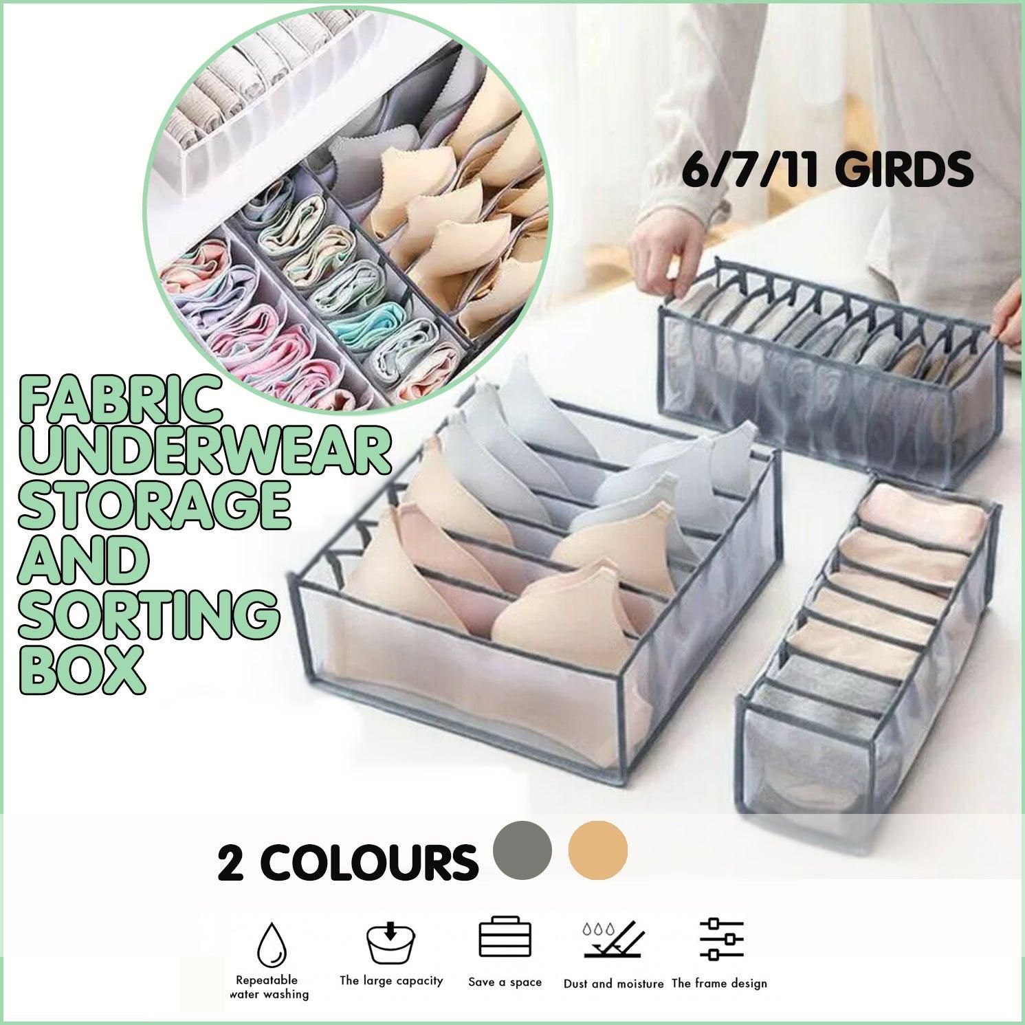 V528-GREYWITH7BOES-654412-202510011200-00 Foldable Drawer Organizer Divider Bra Sock Underwear Storage Closet Wardrobe - Grey with 7 Boxes - Image 1