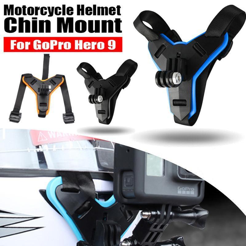 V528-HELMETCHINMOUNT-BLUE-802665-202509301745-00 Helmet Chin Mount Holder Motorcycle Strap For GoPro Hero 9/8/7/6/5 Sports Camera - Blue - Image 1
