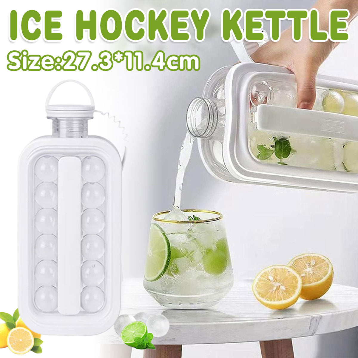 V528-ICE-BALL-KETTLE-WHITE-797552-202509251325-00 Portable Ice Hockey Pot Ice Cube Tray Water Bottle Clear Household Ice Maker - Image 1