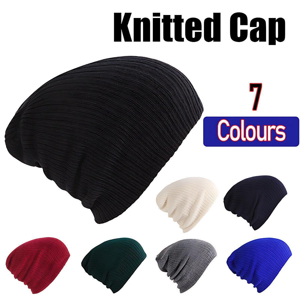 V528-KNITTEDCAP-BLACK-813873-202510010736-00 Winter Thermal Warm Women Men Hat Slouch Baggy Hat Beanie Ski Knitted Cap - Black - Image 1