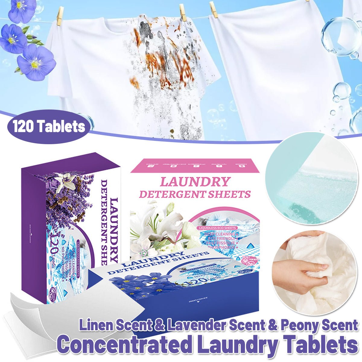 V528-LAUNDRY-POWDER-FLAX-909501-202509301845-00 Laundry Tablets Set Portable Cleaning Pods Concentrated for Household Washing - Flax - Image 1