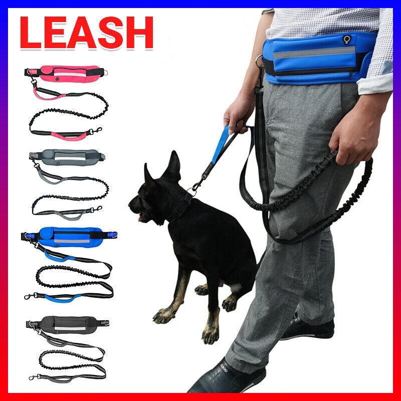 V528-LEASH-BLACKPINK-880553-202510010154-00 Adjustable Hands Free Dog Leash Lead + Waist Bag Belt Jogging Walking Running - Black+Pink - Image 1