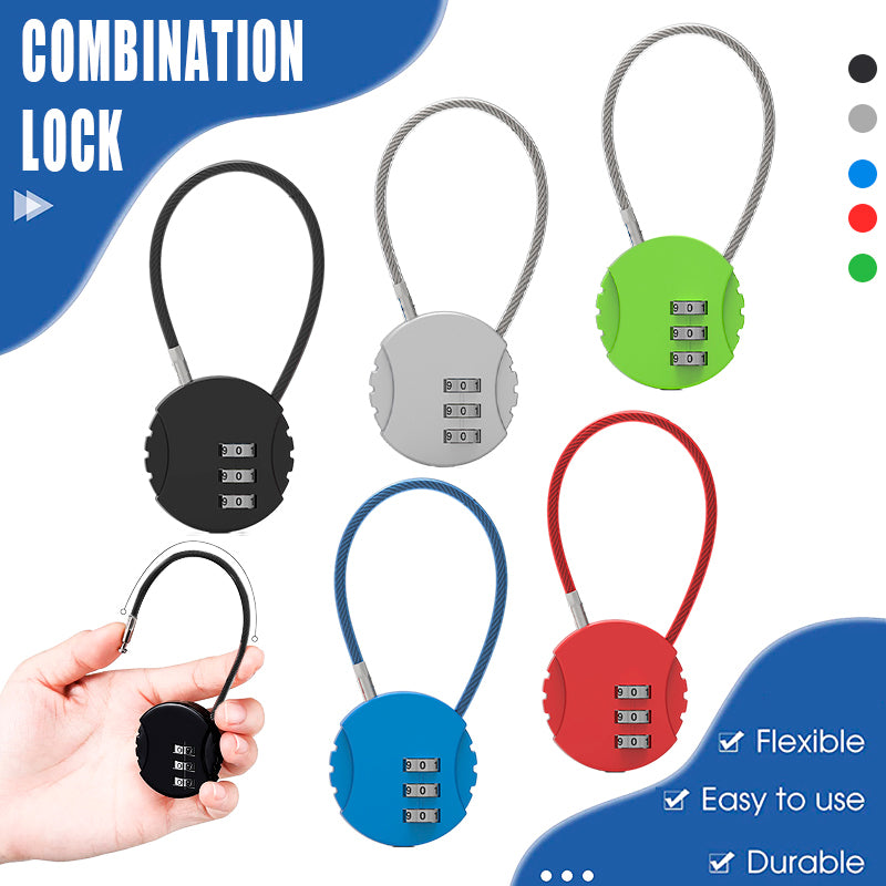 V528-LOCK-BLACK-32574-202509251326-00 Combination Lock Padlock Locker 3 Digit Security Bike Suitcase Luggage Bag - Black - Image 1