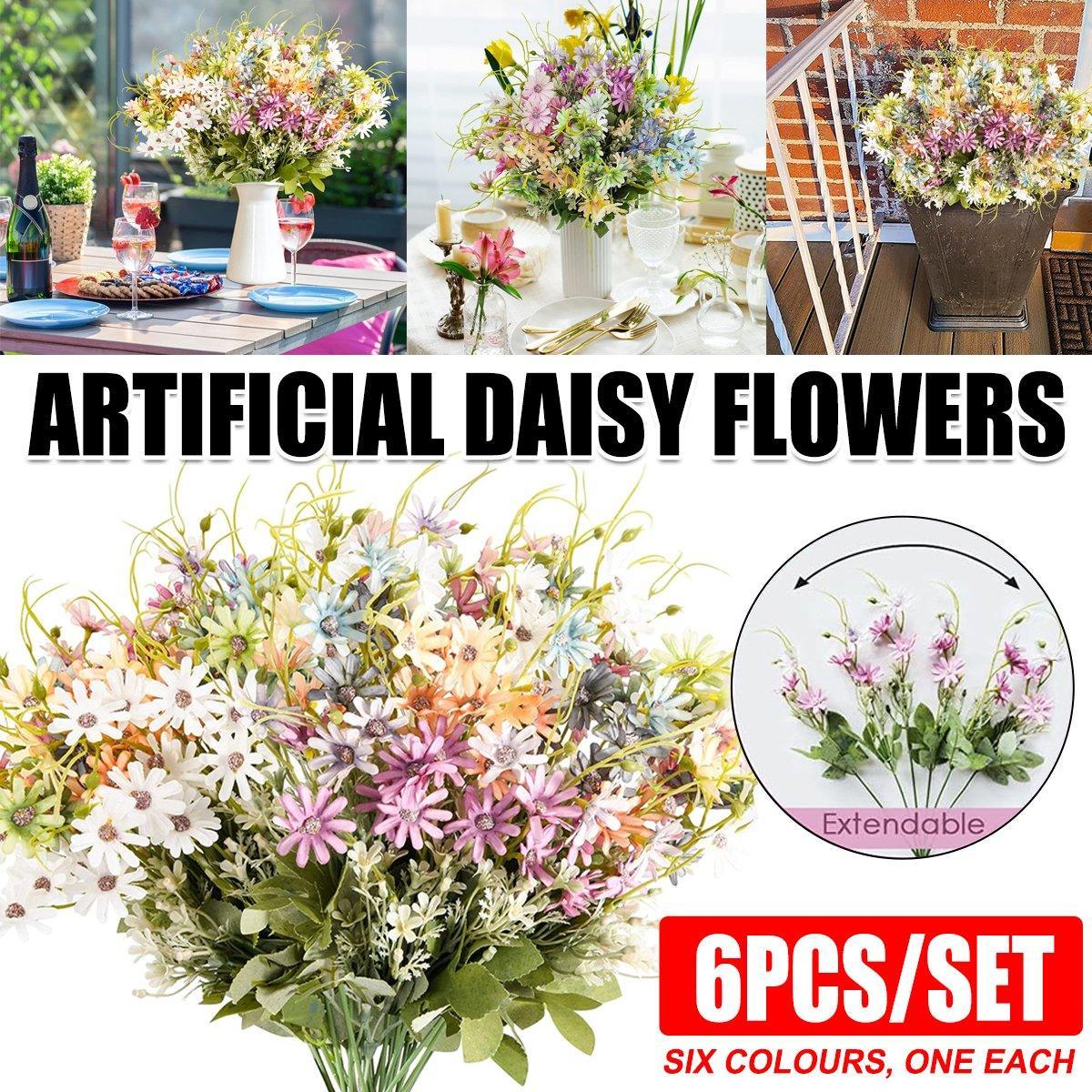 V528-MAGRITTE-6PCS-270955-202509291909-00 6x Artificial Small Soft Chrysanthemum Home Office Daisy Flower Party Decor DIY - Image 1