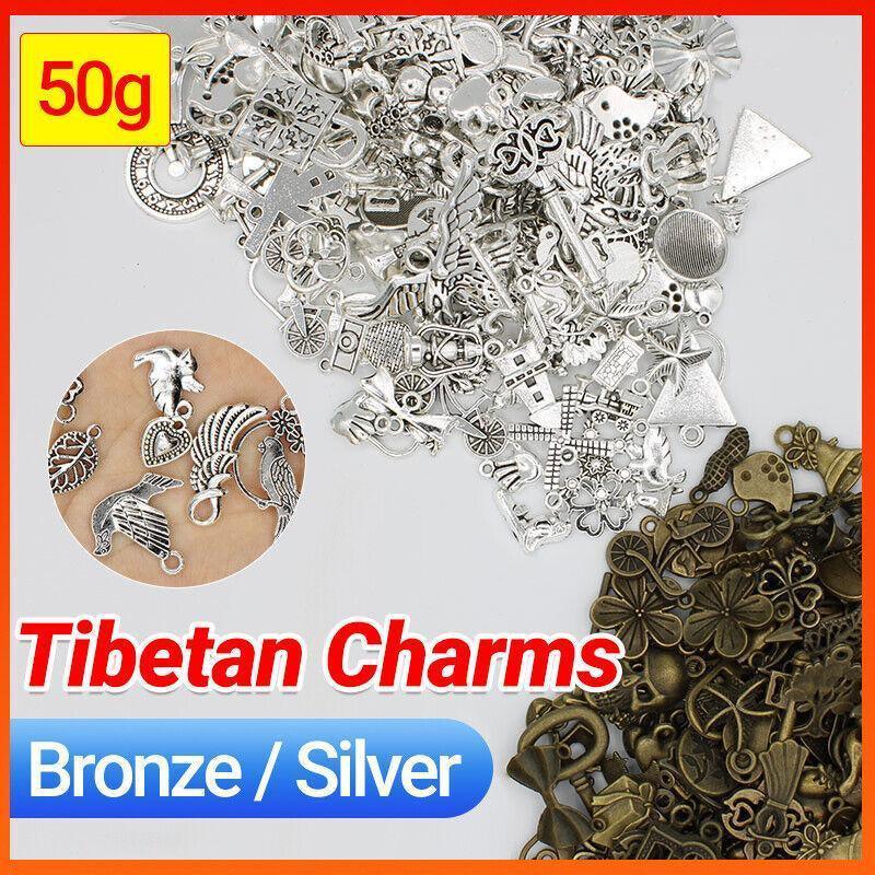 V528-MAKINGCRAFT-50G-SILVER-645855-202510011100-00 Bulk Tibetan Silver Mixed Charms Pendants For Jewelry Diy Making Craft Findings - Silver - Image 1