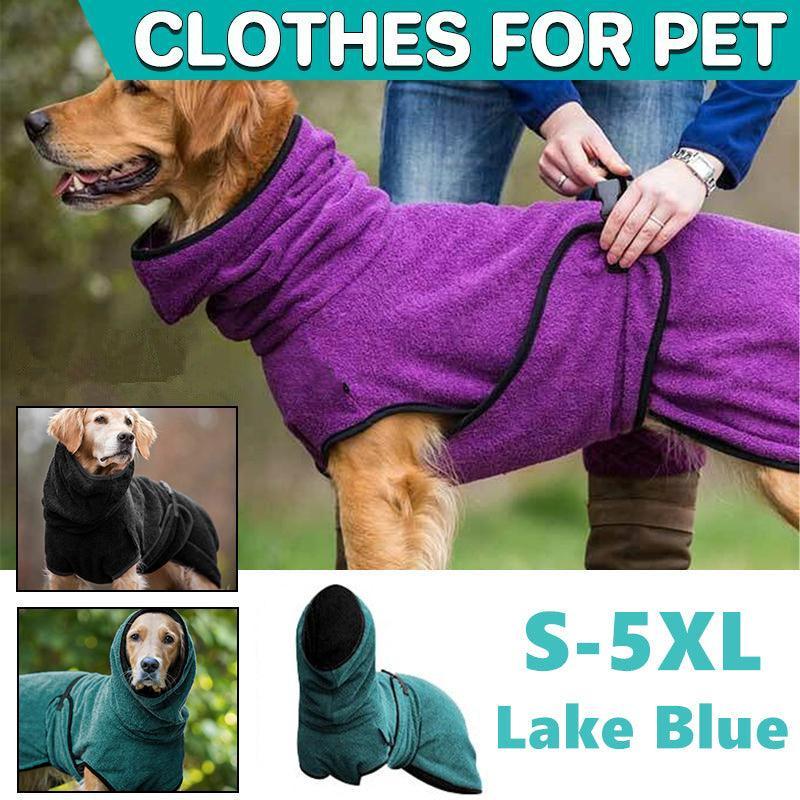 V528-MH00371-LAKEBLUE-M-514021-202510011036-00 Dog Puppy Hoodies Jacket Solid Coat Pet Winter Soft Warm Clothes S-5XL Lake Blue - M - Image 1