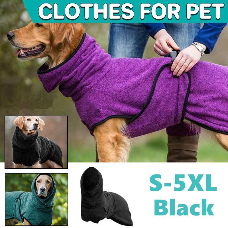 V528-MH00384-BLACK-4XL-845818-202509302145-00 Dog Puppy Hoodies Jacket Solid Coat Pet Winter Soft Warm Clothes S-5XL Black - 4XL - Image 1