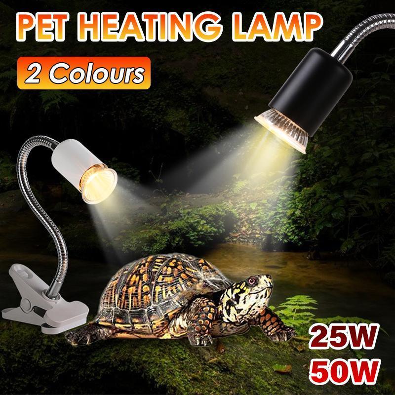 V528-MH00402-WHITE-50W-346290-202509301254-00 E27 Reptile Heat Lamp UVA UVB Turtle Lizard Heating Light with Clip - 50W Bulb + White Holder - Image 1