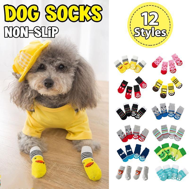 Dog Socks Non-Slip Grip Slip Anti-Slip - Puppy Cat Pet Shoes Slippers M Size - Yellow Kumamoto