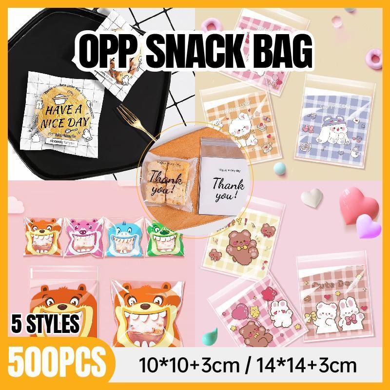 V528-OPP-500PCS-KLMYT-10-10-3-504127-202510010045-00 500 Pack Self Adhesive Cookie Packaging Bags Vibrant Designs OPP Material - Happy Everyday 10*10*3cm - Image 1