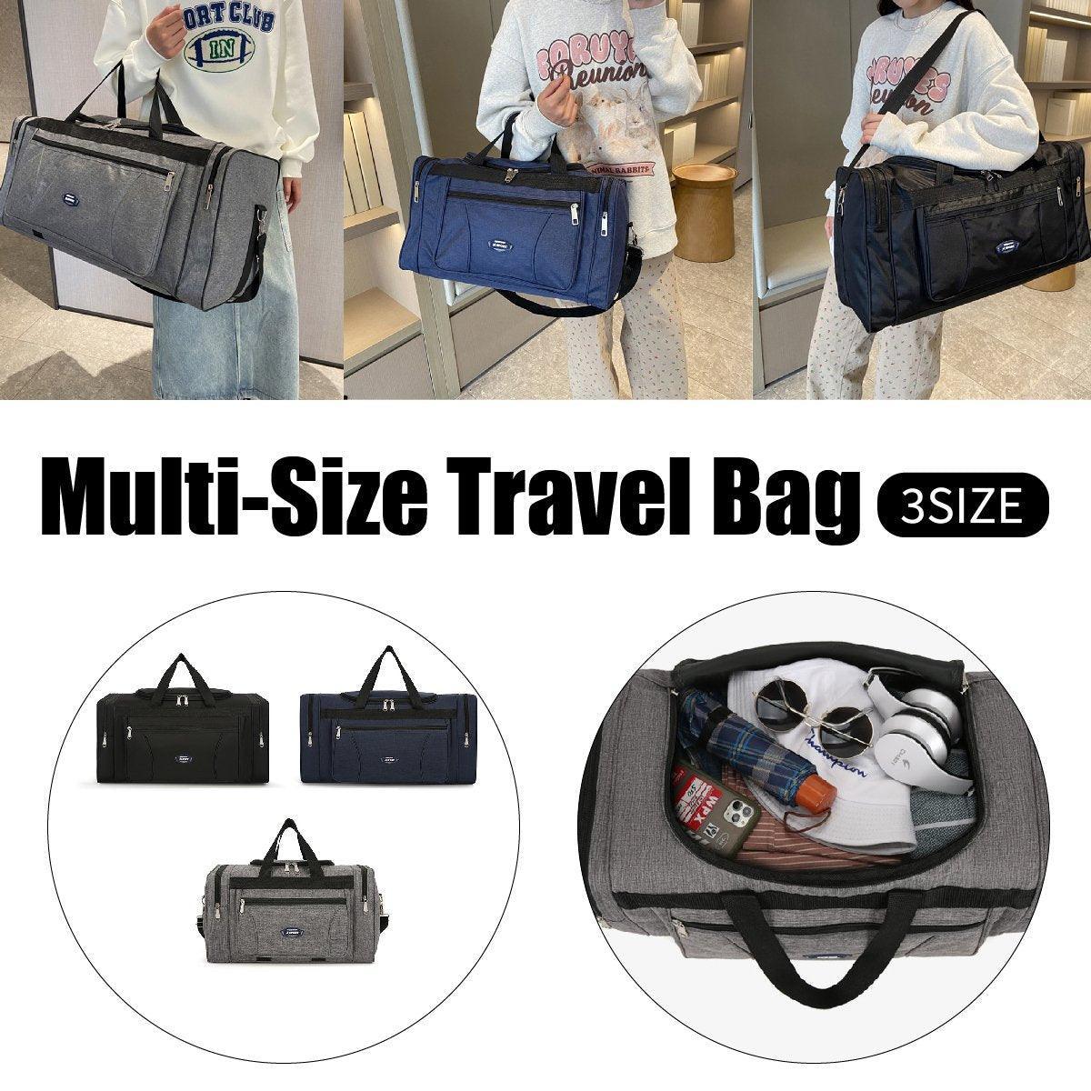 V528-OXFORD-BAG-GREY-M-547808-202510010127-00 Large Capacity Waterproof Travel Luggage Bag Lightweight Foldable Handbag - Small-Grey - Image 1