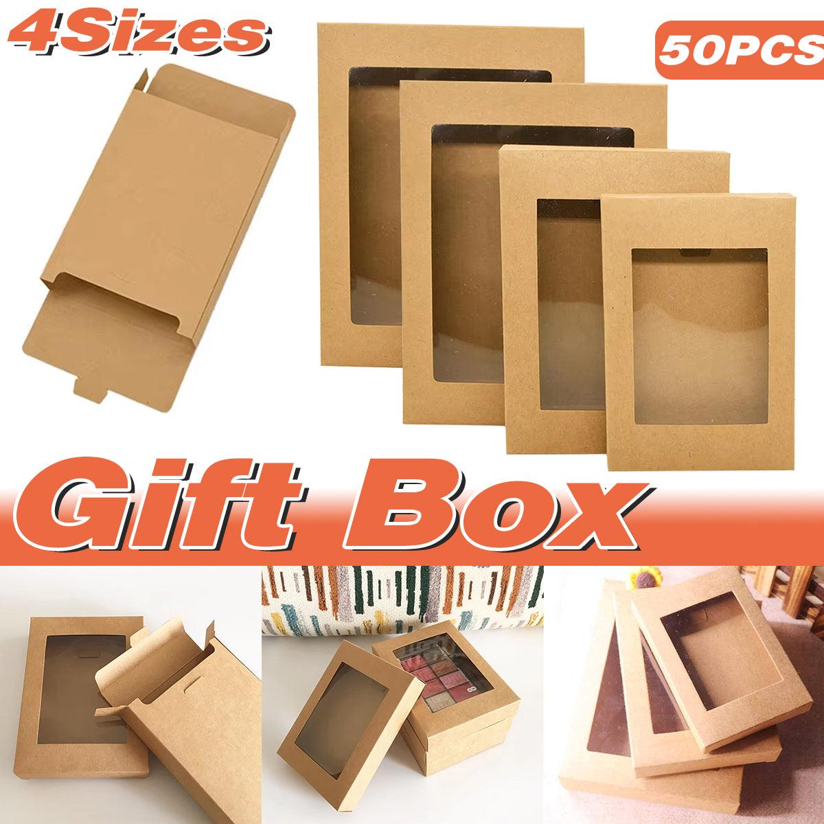 V528-PACKAGE-BOX-L-50PCS-784772-202509301754-00 50PCS Kraft Paper Gift Boxes with PVC Window White Black Bakery Packaging Carton - L - Image 1
