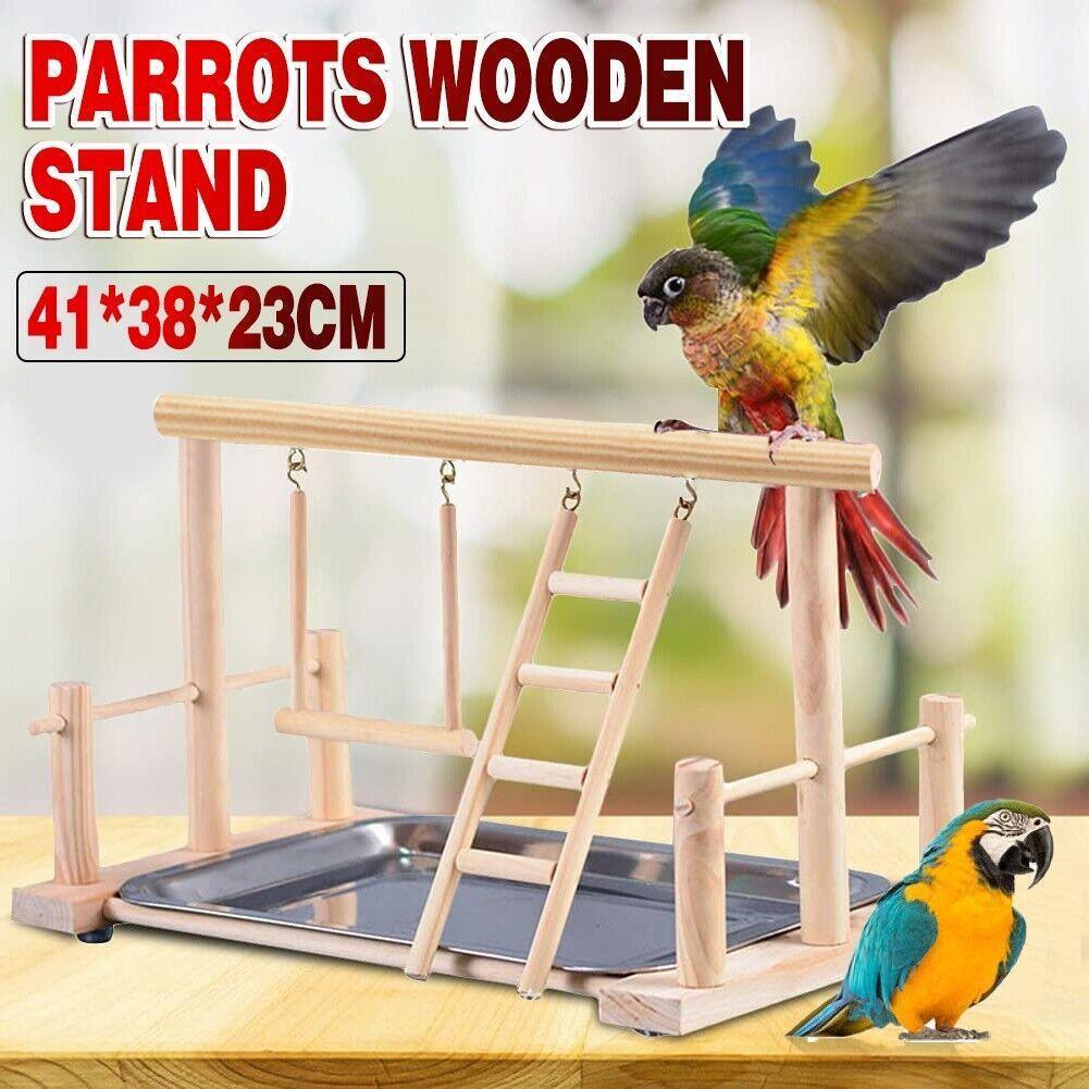 V528-PARROTSTAND-35666-202509251155-00 Parrots Wooden Stand Bird Play Activity Center Playground Ladder Perch Gym - Image 1