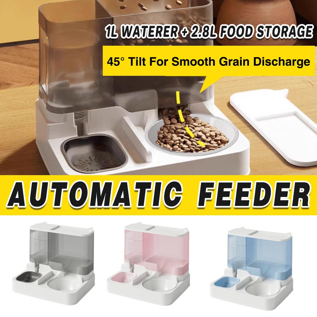 V528-PET-FEEDER-PINK-601529-202509301527-00 Automatic Cat Feeder Water Dispenser All in One Plastic Bowl for Cats and Dogs - Pink - Image 1